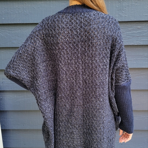Cardigan, open front, navy - Picture 2 of 3